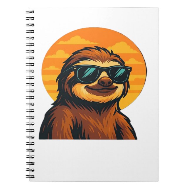 Chill Sloth with Sunglasses - Retro Sunset Vibes C Notebook (Front)