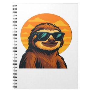 Chill Sloth with Sunglasses - Retro Sunset Vibes C Notebook