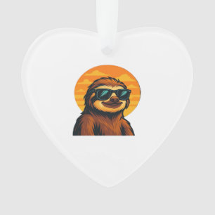 Chill Sloth with Sunglasses - Retro Sunset Vibes C Ornament