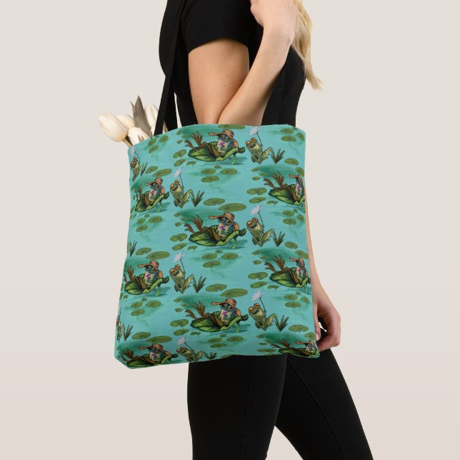 Chill Summer Frogs Tote Bag (Close Up)
