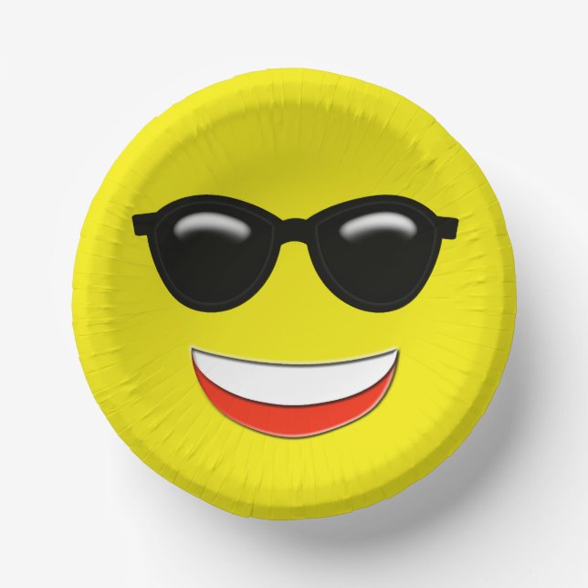 Chill Sunglasses Emoji Paper Plate (Front)