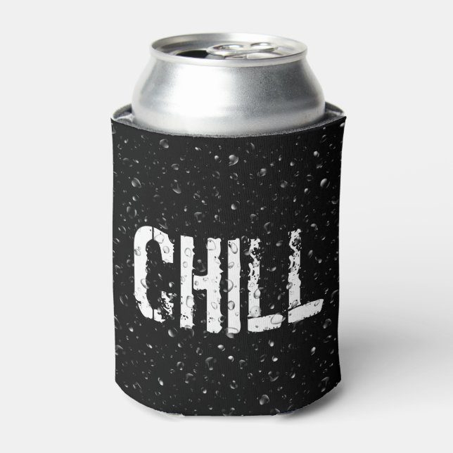 Chill Text and Water Droplet  Can Cooler (Can Front)