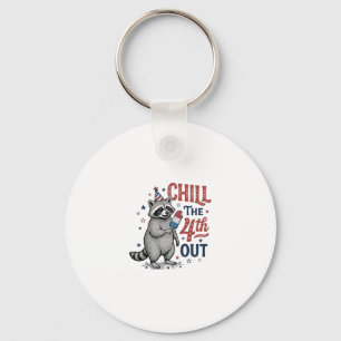 Chill The 4th Out Racoon Patriotic Shirt Design ( Key Ring