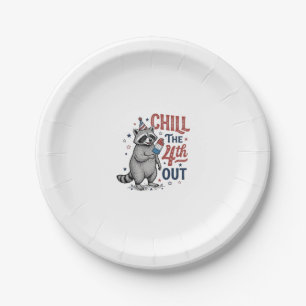 Chill The 4th Out Racoon Patriotic Shirt Design ( Paper Plate