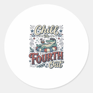 Chill The Fourth Out Alligator Patriotic Shirt Des Classic Round Sticker
