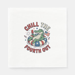 Chill The Fourth Out Alligator Patriotic Shirt Des Napkin