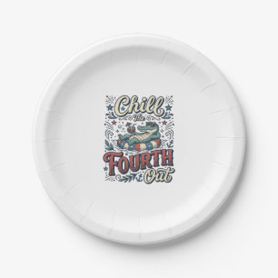 Chill The Fourth Out Alligator Patriotic Shirt Des Paper Plate