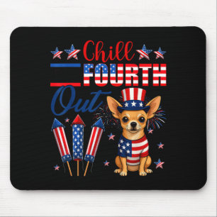 Chill The Fourth Out Chihuahua Dog American Flag Mouse Pad