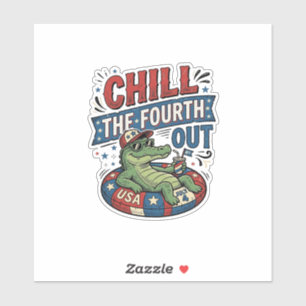 Chill The Fourth Out Funny Alligator Summer Shirt