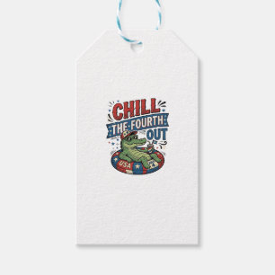 Chill The Fourth Out Funny Alligator Summer Shirt  Gift Tags