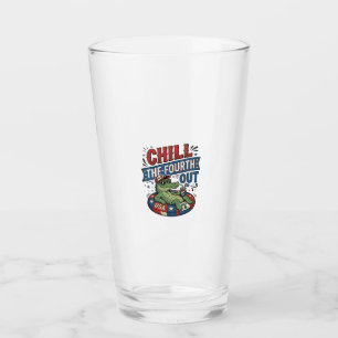 Chill The Fourth Out Funny Alligator Summer Shirt Glass
