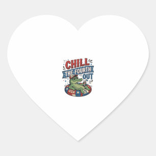 Chill The Fourth Out Funny Alligator Summer Shirt Heart Sticker
