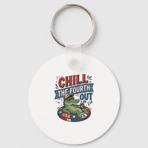 Chill The Fourth Out Funny Alligator Summer Shirt  Key Ring