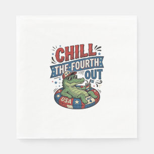 Chill The Fourth Out Funny Alligator Summer Shirt Napkin