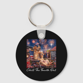 Chill The Fourth Out Funny Labrador Coffee 4th Of Key Ring