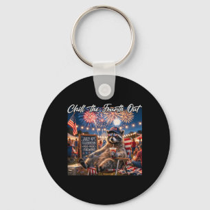 Chill The Fourth Out Funny Racoon Ice Coffee 4th Key Ring