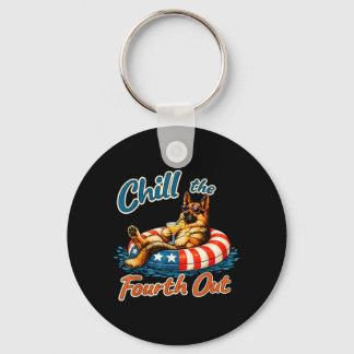 Chill The Fourth Out German Shepherd 4th Of July Key Ring