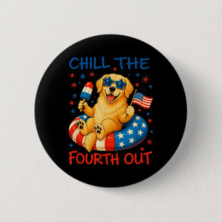 Chill The Fourth Out Golden Retriever Patriotic 6 Cm Round Badge