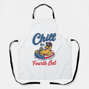 Chill the Fourth Out Patriotic Duck T-Shirt Design Apron