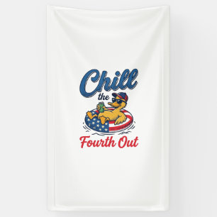 Chill the Fourth Out Patriotic Duck T-Shirt Design Banner