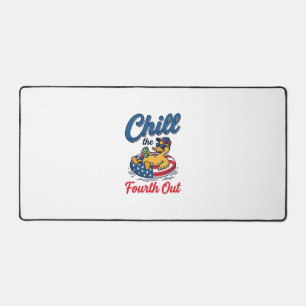 Chill the Fourth Out Patriotic Duck T-Shirt Design Desk Mat