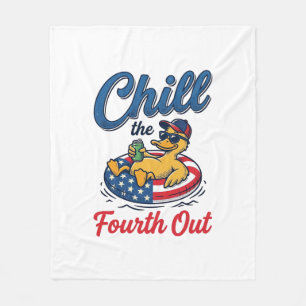 Chill the Fourth Out Patriotic Duck T-Shirt Design Fleece Blanket