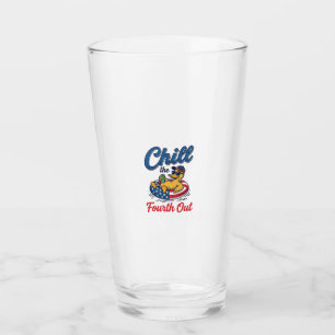 Chill the Fourth Out Patriotic Duck T-Shirt Design Glass