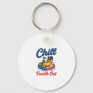 Chill the Fourth Out Patriotic Duck T-Shirt Design Key Ring
