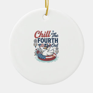 Chill The Fourth Out Patriotic Duck Vector Shirt_1 Ceramic Tree Decoration