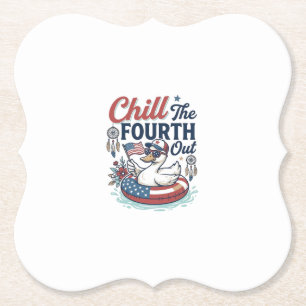 Chill The Fourth Out Patriotic Duck Vector Shirt_1 Paper Coaster
