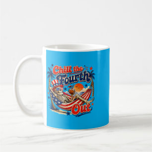 Chill The Fourth Out Patriotic Skeleton Beach Coffee Mug