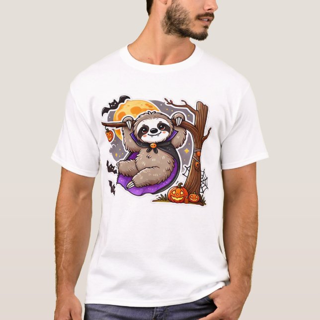 Chill Thrills Halloween Sloth Oversized T-Shirt (Front)