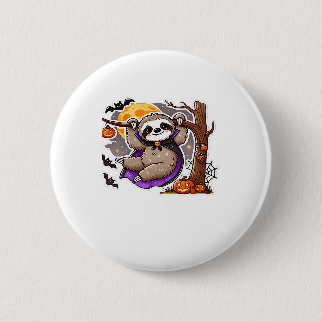 Chill Thrills Halloween Sloth Oversized T-Shirt 6 Cm Round Badge (Front)
