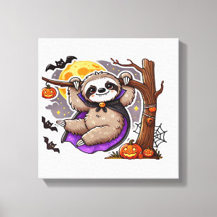 Chill Thrills Halloween Sloth Oversized T-Shirt Canvas Print
