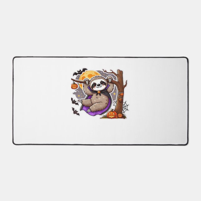 Chill Thrills Halloween Sloth Oversized T-Shirt Desk Mat (Front)