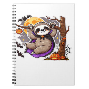 Chill Thrills Halloween Sloth Oversized T-Shirt Notebook