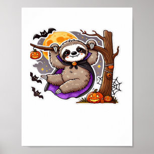 Chill Thrills Halloween Sloth Oversized T-Shirt Poster