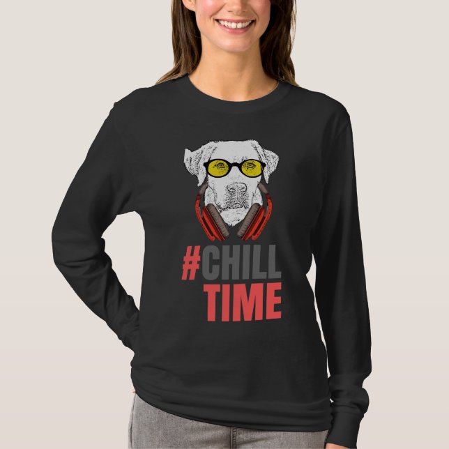 Chill Time With Barney My Labrador With Headphones T-Shirt (Front)