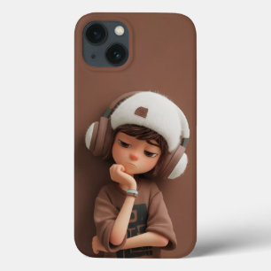 Chill Vibes: Aesthetic Boy with Headphones iPhone 13 Case