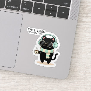Chill Vibes Cat Sticker – Cute Black Cat with Head
