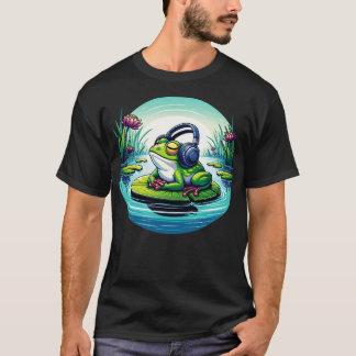 Chill Vibes Frog Zen Music Lover Amphibian Illustr T-Shirt