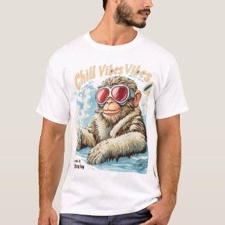 Chill Vibes Monkey Squad – Funny Winter Hot Spring T-Shirt