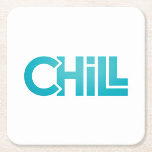 Chill Zen Minimalist Graphic Tee Meditation Yoga Square Paper Coaster