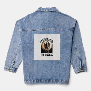 Chill Zombie Shirt Vintage Halloween Graphic_1 Denim Jacket