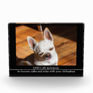 CHILLAX definition calm relax chihuahua photo text Block