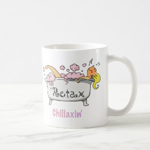 Chillaxin’ Time Cartoon Bathtub Coffee Mug