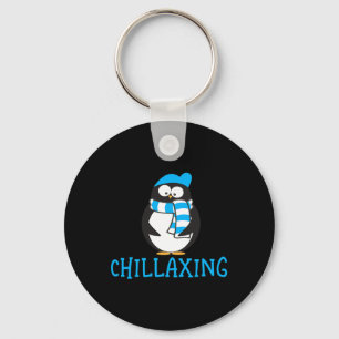 Chillaxing Cute Penguin Christmas Zoo Gift Key Ring