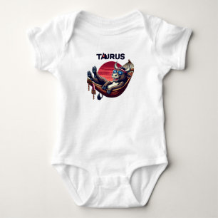 Chillaxing Patriotic Taurus Bull in Hammock Design Baby Bodysuit