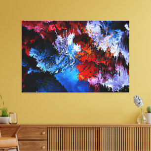 Chilled Inferno Blue Red Contemporary Abstract Art Canvas Print
