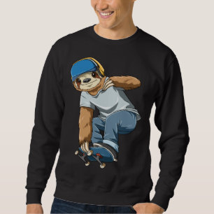 Chilled Sloth Skateboarding   Skater Sweatshirt
